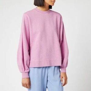 Ganni Women's Isoli Crewneck Sweatshirt - Moonlight Pink Ballon Sleeves